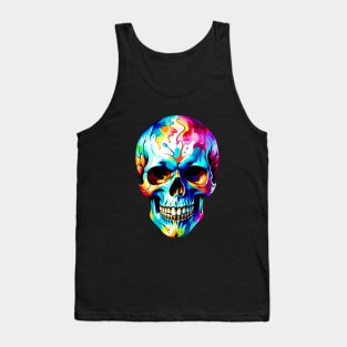 Colored Skull in Vibrant Style Tank Top